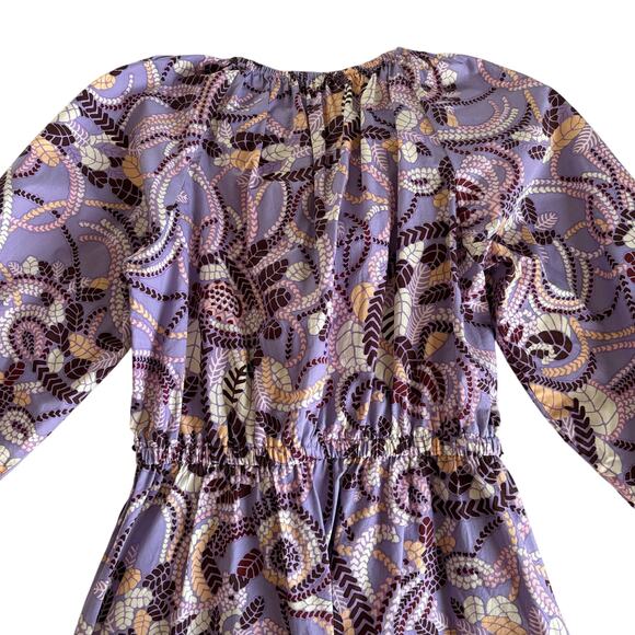 A.L.C. Rosanna Purple Paisley Print Cotton Mini Dress Women’s Size 6 - Picture 7 of 8